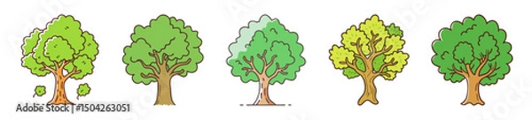 Fototapeta oak tree icon, oak tree line art - simple line art of oak tree, perfect for oak tree logos and icons