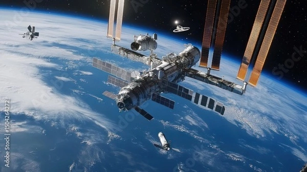 Fototapeta Space station above earth