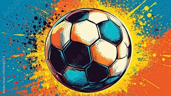 Fototapeta Colorful Soccer Ball Illustrated in Playful Style for Sports-Themed Projects and Designs 