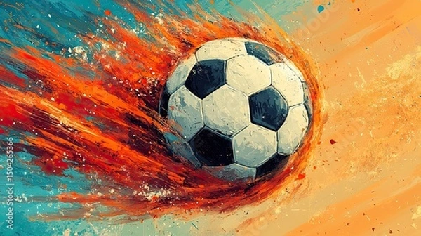 Fototapeta Colorful Soccer Ball Illustrated in Playful Style for Sports-Themed Projects and Designs 