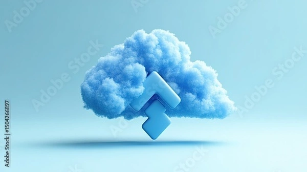 Fototapeta Digital cloud technology with a download symbol and data connections 