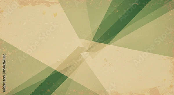 Fototapeta beige green abstract background. Geometric shape. Line triangle angle. Grunge noise grain mesh. Abstract geometric background in muted greens and beiges.