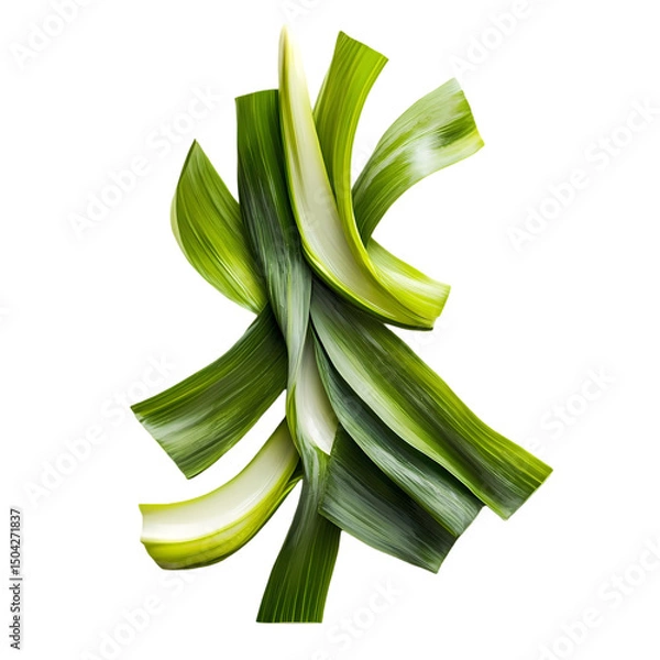 Fototapeta Intricate Arrangement of Leek Leaves isolated on transparent background
