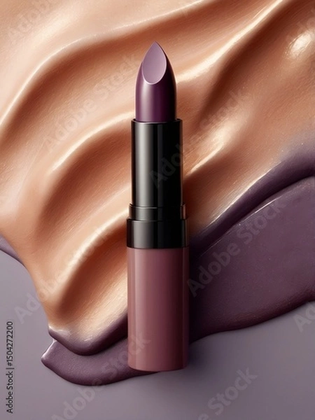 Obraz Vibrant purple lipstick with smooth texture displayed on bright abstract artistic background