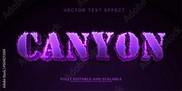 Fototapeta Canyon rock text effect editable mountain and western text style