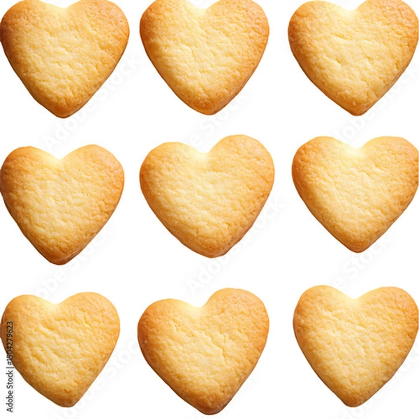 Fototapeta Nine HeartShaped Cookies isolated on transparent background