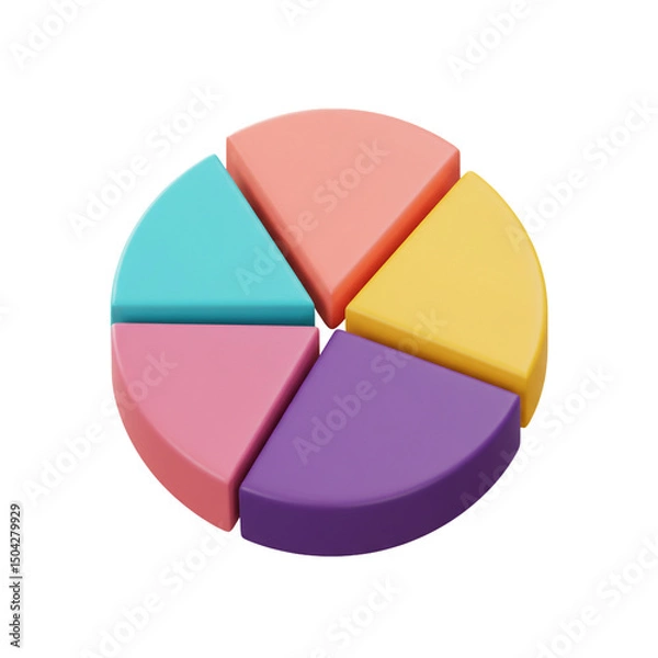 Obraz Colorful 3D Pie Chart Illustration for Data Analysis and Presentation