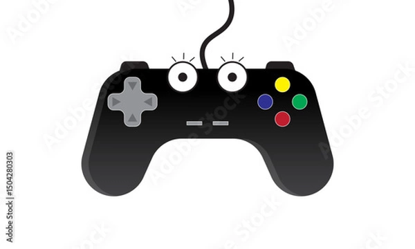 Fototapeta Videogame console ccartoon, nostalgic gaming accessory with buttons. Nostalgic joypad. Flat vector illustration isolated on 
white background.