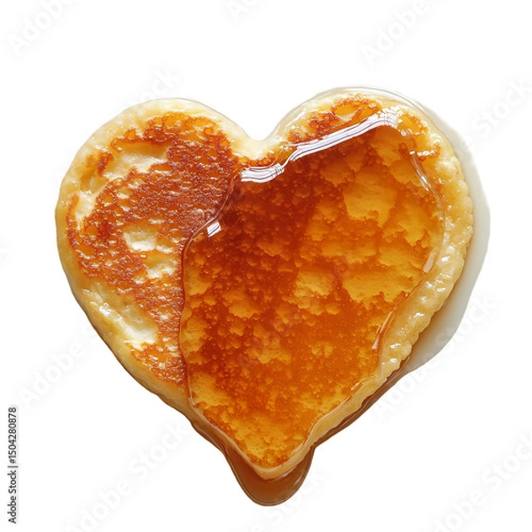 Fototapeta HeartShaped Pancake with Syrup isolated on transparent background
