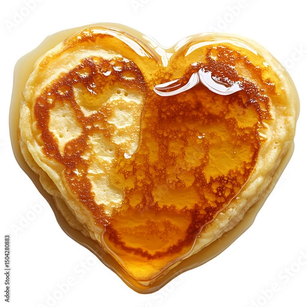 Fototapeta HeartShaped Pancakes with Syrup isolated on transparent background