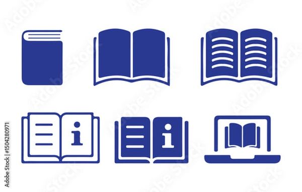 Fototapeta Book icon set. Open book icon vector. Closed book icon. Book isolated. E-book icon. pictogram vector illustration design flat graphic