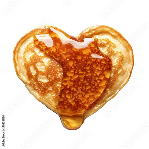 Fototapeta HeartShaped Pancake with Maple Syrup isolated on transparent background