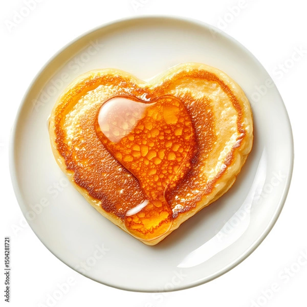 Fototapeta HeartShaped Pancake with Syrup isolated on transparent background