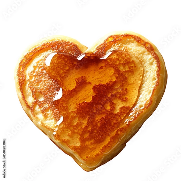 Fototapeta HeartShaped Pancake with Maple Syrup isolated on transparent background
