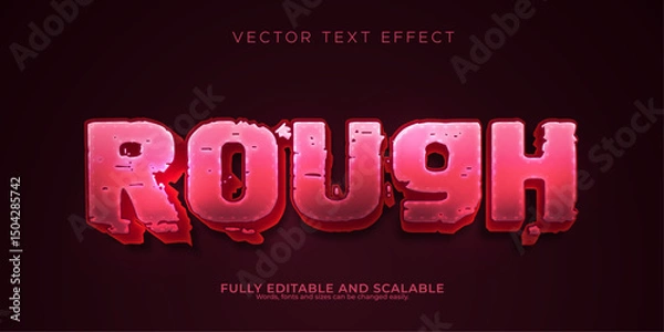 Fototapeta Rough rusty text effect, editable metal and red text style