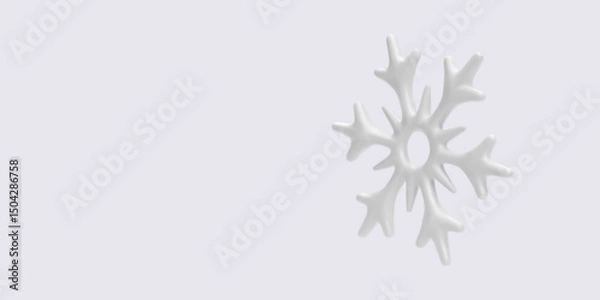 Fototapeta Minimal White Snowflake With Rounded Branches In Clean 3D Style, Floating On Soft Background, Perfect For Winter, Cold Weather, And Holiday Designs. Elegant Vector Illustration