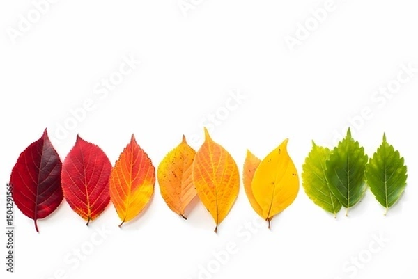 Fototapeta Autumnal Leaf Progression A Spectrum of Color