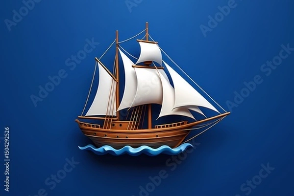 Fototapeta A Classic Sailing Vessel A 3D Rendering of Maritime Exploration