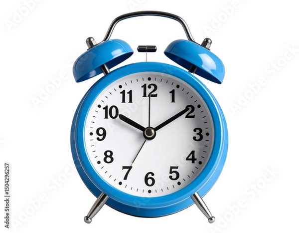 Fototapeta  Retro Blue Wake-Up Alarm Clock, isolated on transparent background.