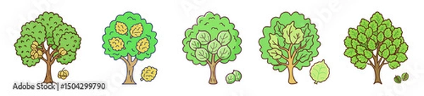 Fototapeta walnut tree icon, walnut tree line art - simple line art of walnut tree, perfect for walnut tree logos and icons
