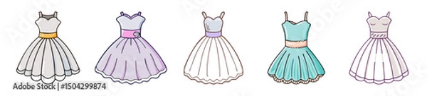 Fototapeta tulle dress icon, tulle dress line art - simple line art of tulle dress, perfect for tulle dress logos and icons