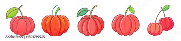 Fototapeta surinam cherry icon, surinam cherry line art - simple line art of surinam cherry, perfect for surinam cherry logos and icons