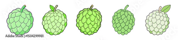 Fototapeta sugar apple icon, sugar apple line art - simple line art of sugar apple, perfect for sugar apple logos and icons