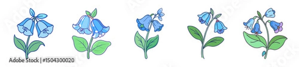 Fototapeta virginia bluebells flower icon, virginia bluebells flower line art - simple line art of virginia bluebells flower, perfect for virginia bluebells flower logos and icons