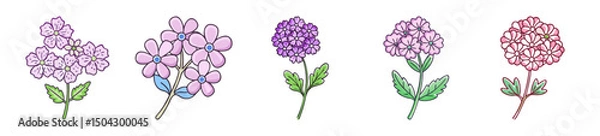 Fototapeta verbena flower icon, verbena flower line art - simple line art of verbena flower, perfect for verbena flower logos and icons
