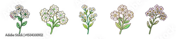 Fototapeta swee alyssumt flower icon, swee alyssumt flower line art - simple line art of swee alyssumt flower, perfect for swee alyssumt flower logos and icons