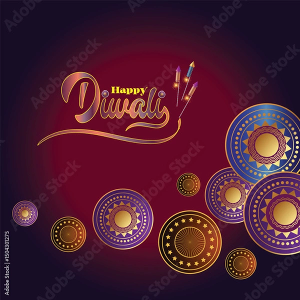 Fototapeta Decorative Diwali background in gold and red Free Vector