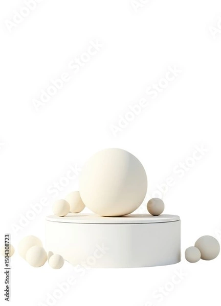 Fototapeta Minimalist white sphere and cylinder product display
