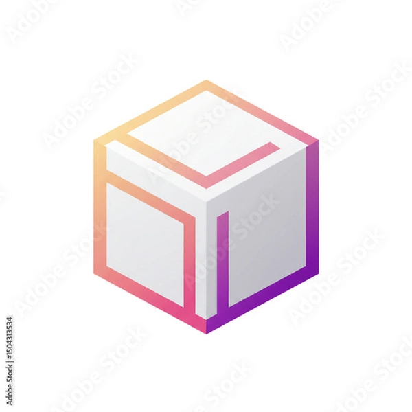 Fototapeta Isometric projection cube, gradient design emphasizing simplicity and a modern aesthetic for brand identity and technology applications