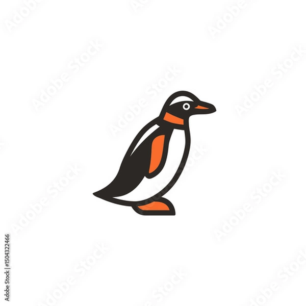 Obraz Stylized penguin stands alone on white background image vector