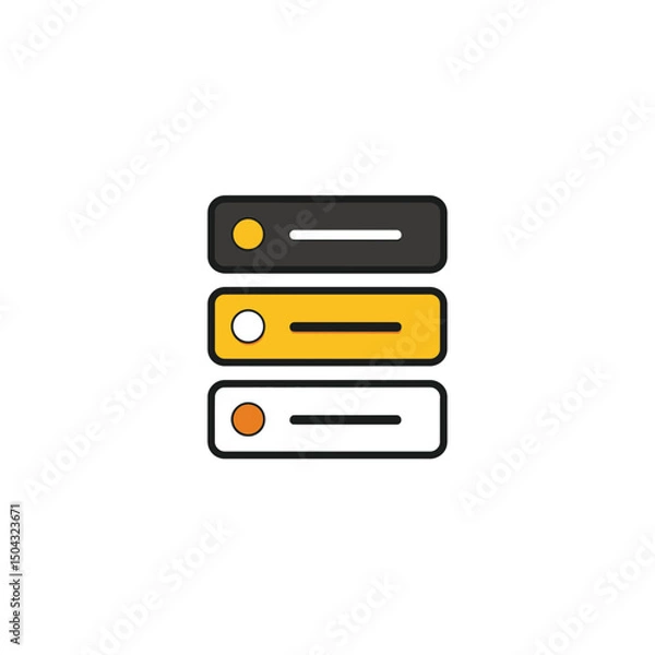 Fototapeta Colored panels stack vertically against white background simple design