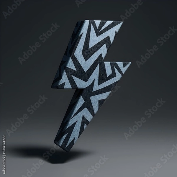 Fototapeta Stylish 3D Lightning Bolt Graphic with Abstract Geometric Pattern Design Element