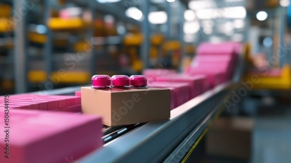 Fototapeta Logistic center with medicines packed for delivery, pharma supply chain,