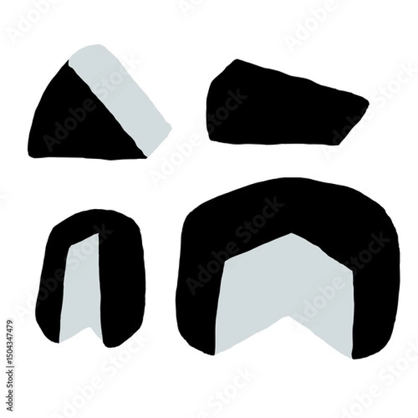 Fototapeta Minimalist set of cheese shapes. Bold sliced cheese silhouettes. 