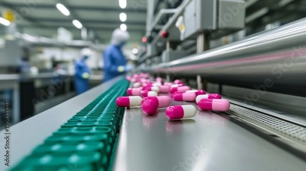 Fototapeta Programmable logic controller (PLC) operating pharma line,