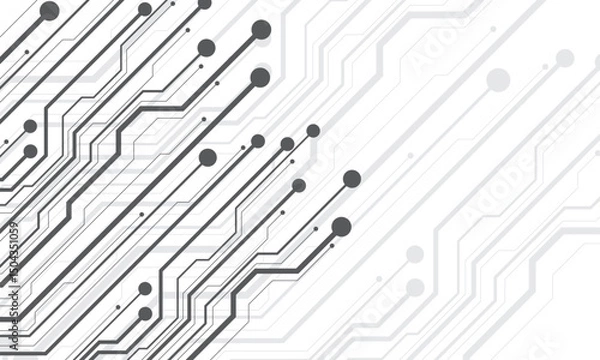 Fototapeta Abstract technology Black lines circuit cyber pattern on white background vector