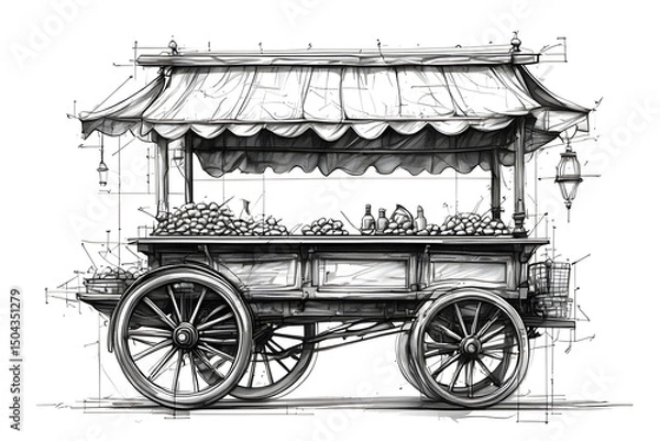 Fototapeta vector illustration image of angkringan cart