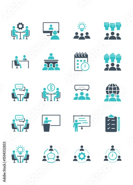 Obraz set of meeting icons, conference, interview