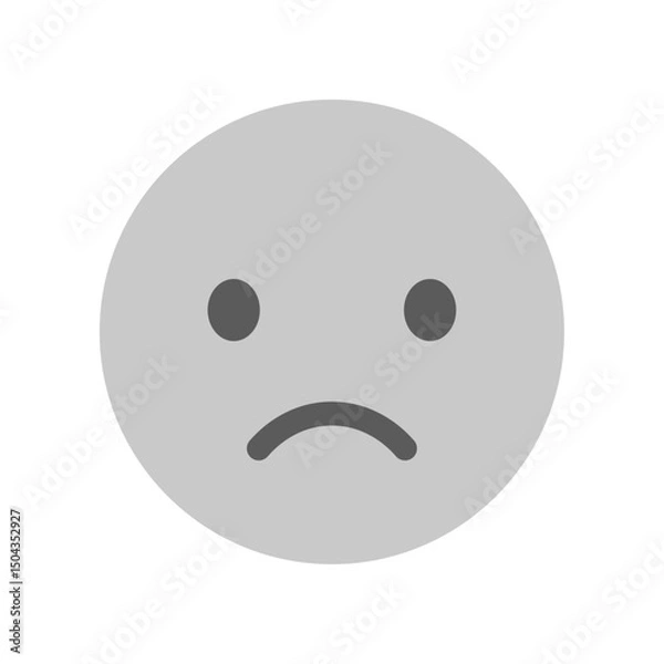 Fototapeta への字口でムッとした顔のシンプルな絵文字 - 不満や困惑の感情や低評価のイメージ素材