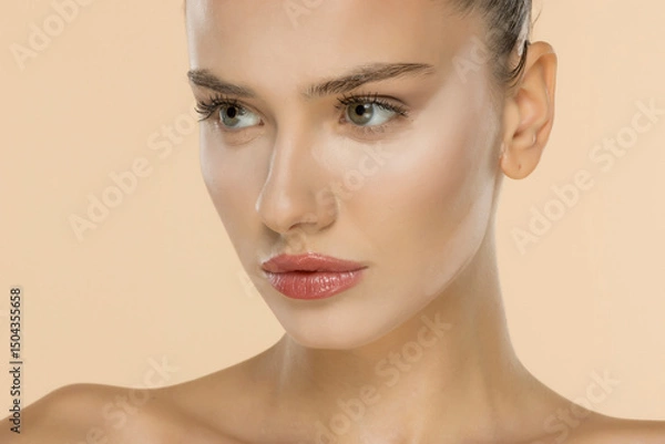 Fototapeta Professional makeup application showcasing foundation techniques in various texture and color tones.
