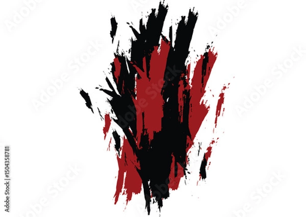 Fototapeta Abstract Vector Black and Red Grunge Brush Stroke Texture Background. illustration vector design.