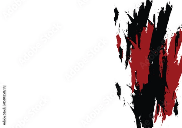 Fototapeta Abstract Vector Black and Red Grunge Brush Stroke Texture Background. illustration vector design.