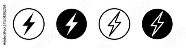 Fototapeta Lightning icon set – Vector illustrations of thunder, bolt, flash, and electricity symbols