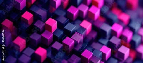 Fototapeta Abstract Arrangement of Pink and Gray Cubes, Representing Innovation and Technological Advancement in the Digital Transformation Era : Generative AI