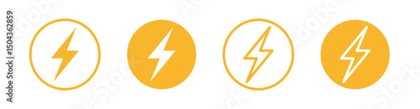 Fototapeta Lightning icon set – Vector illustrations of thunder, bolt, flash, and electricity symbols
