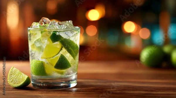 Obraz Summer vibrant lemon mix, adorned with glistening ice cubes, citrus aroma lingering, refreshingly delightful